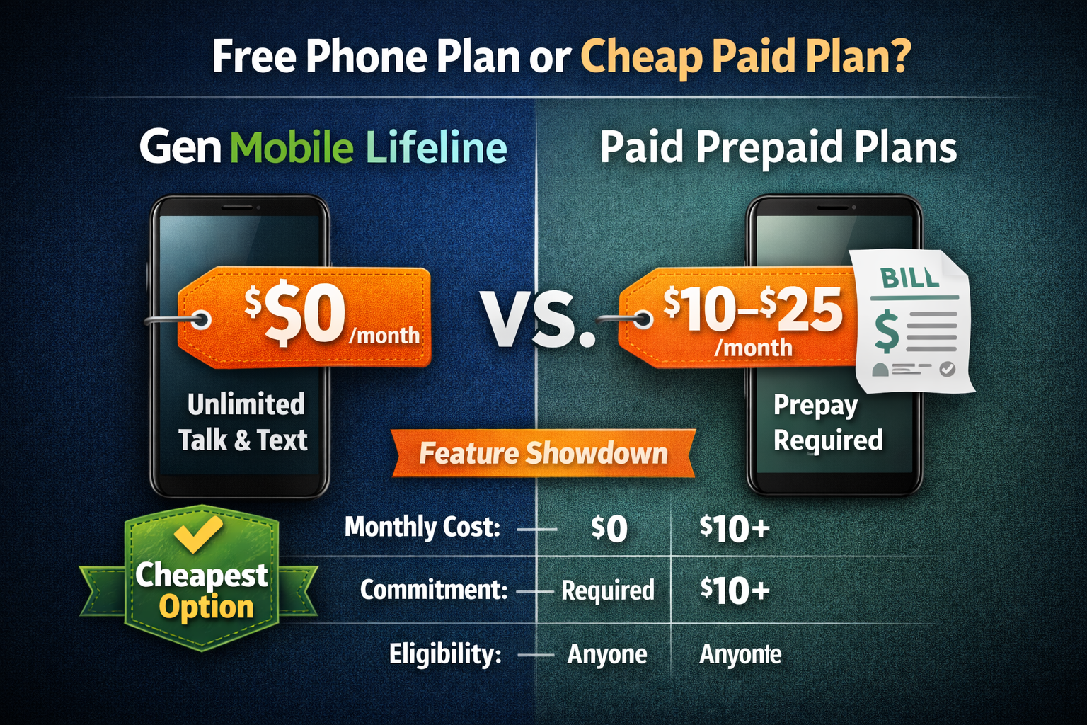 Free Lifeline vs paid prepaid plans comparison